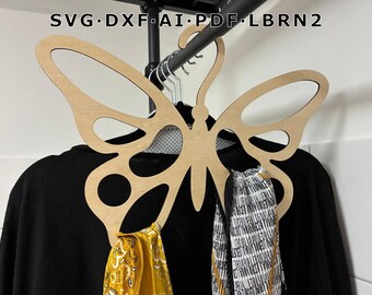 Scarf Holder SVG Laser File / Hanger for Scarves and Shawls / Butterfly / Mother's Day Gift Scarves / Clothes Hanger / Clothes Holder