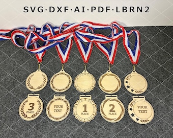 Medal cutting pattern bundle, laser file SVG / medal shape / award / medal blanks / laser cut / medal design vector file