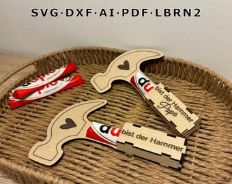 Laser file Duplo box Father's Day SVG / Chocolate packaging Duplo / Father's Day gift Hammer / Chocolate bar box / Gift for Dad laser cut