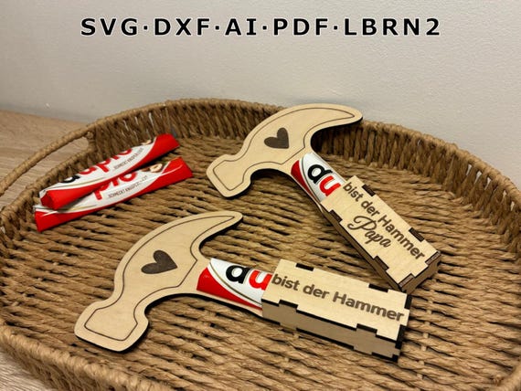 Laserdatei Duplo-Box Vatertag SVG / Schokoladen Verpackung Duplo / Vatertagsgeschenk Hammer / Schokoriegelbox /  Geschenk für Papa Lasercut