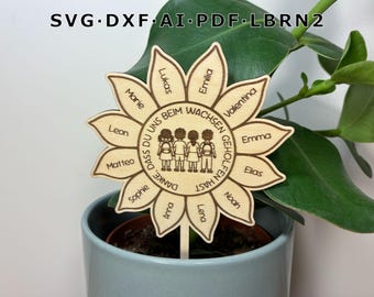 SVG laser file flower stake farewell gift teacher/kindergarten teacher / kindergarten farewell gift / end-of-school-year gift for teacher / laser cut