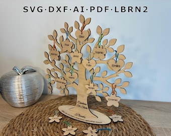 Farewell gift for teacher/kindergarten teacher / SVG laser file / Kindergarten farewell gift / Tree with name tags / Laser-cut gift for teacher