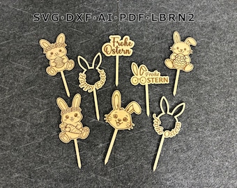 Laser file Easter flower topper / Wooden Easter cake topper SVG / Easter gift idea / Easter arrangement SVG / Easter branch / Easter gift