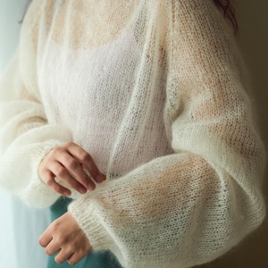 Modèle de tricot de pull en soie mohair brumeux PDF adapté aux débutants