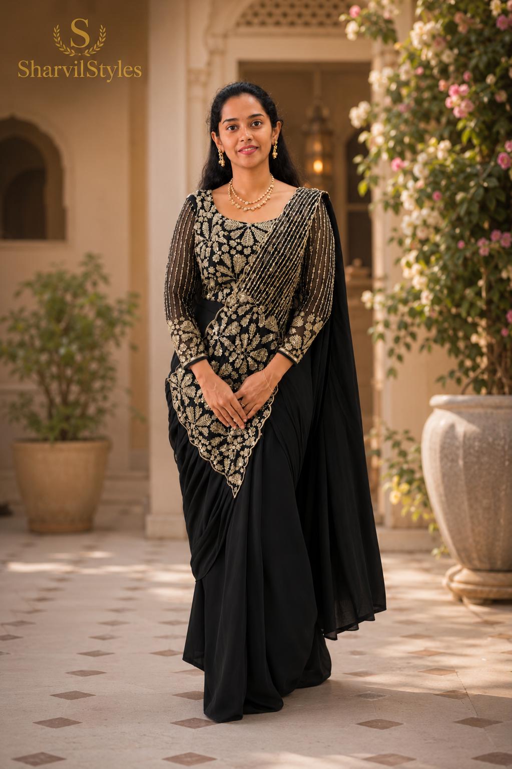 bridesmaid dresses indian saree Color:Dusty Blue A.