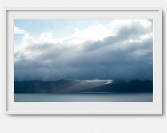 Iceland Landscape with Crepuscular Rays - Fine Art - Print Living Room Large Wall Art landscape cloudy sky waterscape