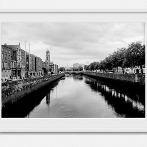 River Liffey  - Dublin - Ireland - Black and White - City Life - Film Photography - Fine Art Print Living Room Large Wall Art landscape