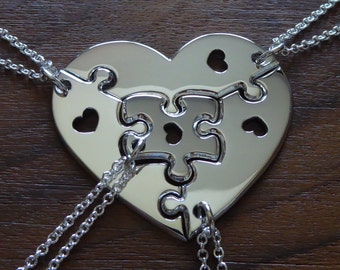 Argentium Silver Four Person Friendship Necklace