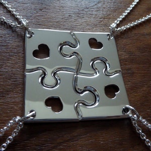 Four Handmade Puzzle Pendants - Four Friendship Necklaces - Handmade Corner Puzzles