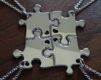 Four Puzzle Pendants - Best Friend Necklaces - Jigsaw Pendant Jewellery - Autism Necklaces