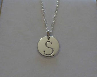 Handmade Silver Initial - S Necklace - Letter Pendant - Script Letter Necklace