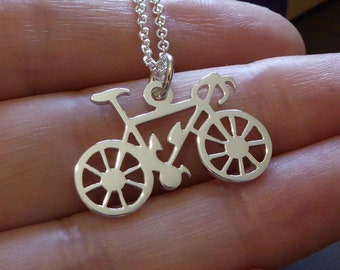 Bicycle Necklace, Silver Bike Pendant