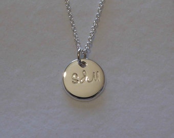 Silver Charm Necklace, Personalised Necklace with Initials, Handstamped Jewellery