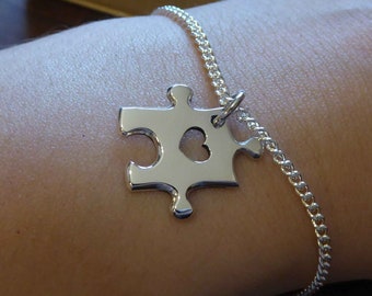 Silver Puzzle Bracelet - Handmade Autism Charm Bracelet