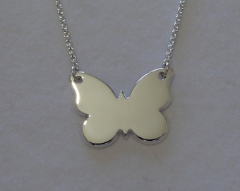 Silver Butterfly Necklace, Handmade Butterfly Pendant