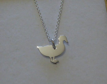 Silver Duck Necklace, Handmade Duck Jewelry