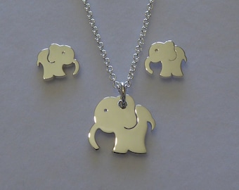 Elephant Earrings, Sterling Silver Handmade Elephant Studs