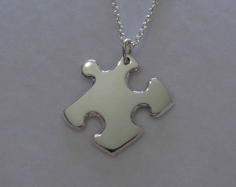 Autism Pendant - Handmade Silver Puzzle - Jigsaw Puzzle Necklace