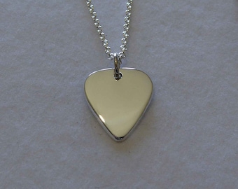 Miniature Silver Plectrum Charm - Silver Plectrum Pendant - Plectrum Music Necklace