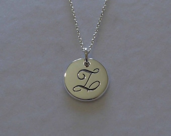 Silver Letter Z Necklace - Handmade Z Charm - Handmade Initial Pendant