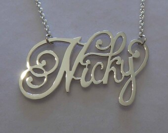 Silver Name Jewelry, Name Necklace, Silver Nicky Pendant