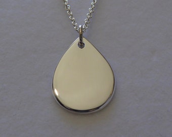 Pendentif pluie argenté, collier goutte de larme