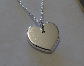 Chunky Silver Heart Pendant Necklace, Handmade