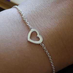Heart Charm Bracelet, Silver Argentium Heart on Trace Chain