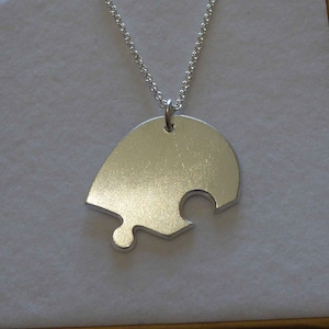 Handmade Silver Puzzle Piece Pendant - Satin Puzzle Necklace
