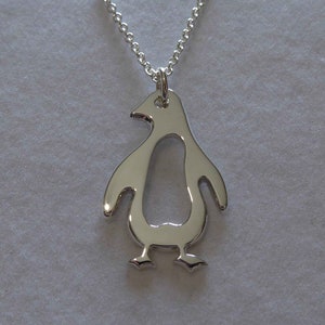 Silver Penguin Pendant Necklace Handmade, 1.2mm
