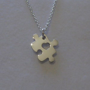 Silber Autismus Halskette, handgefertigte Puzzle Anhänger Charm