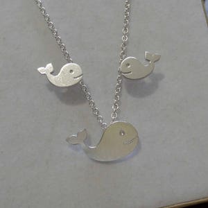 Handmade Argentium Silver Whale Pendant and Stud Earrings