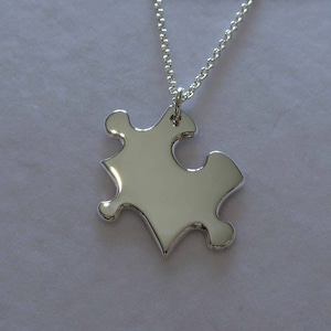 Autism Awareness - Silver Puzzle Pendant - Autism Necklace - Silver Jigsaw Puzzle Piece