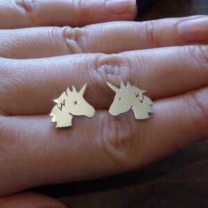 Handmade Unicorn Studs, Sterling Silver