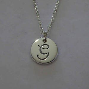 Handcut Initial Charm Silver G Pendant Handmade Letter G Necklace image 2