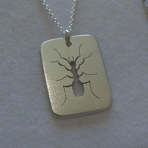 Collar de hormiga de plata Argentium: colgante de insecto tallado a mano