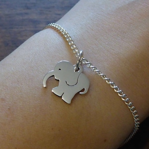 Silver Handmade Elephant Bracelet - Cute Elephant Charm - Silver Elephant Bracelet