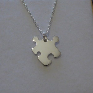 Silver Puzzle Necklace, Best Friend Necklace, Handmade Autism Pendant