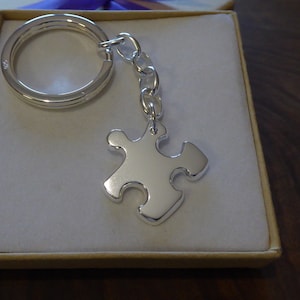 Silver Puzzle Piece Keychain Keyring