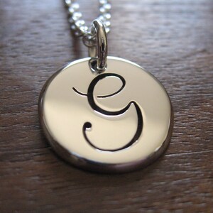 Handcut Initial Charm Silver G Pendant Handmade Letter G Necklace image 1