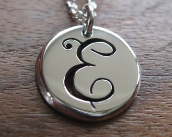 Silver initial Necklace E