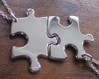 Best Friend Puzzle Necklaces, Handmade Silver