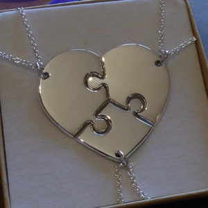 Three Puzzle Heart Necklaces, Argentium Silver image 1