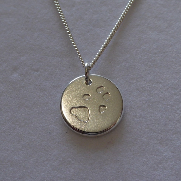 Paw Print Necklace, Silver Paw Print Jewelry