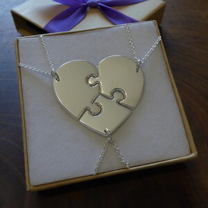 Three Puzzle Heart Necklaces, Argentium Silver image 7