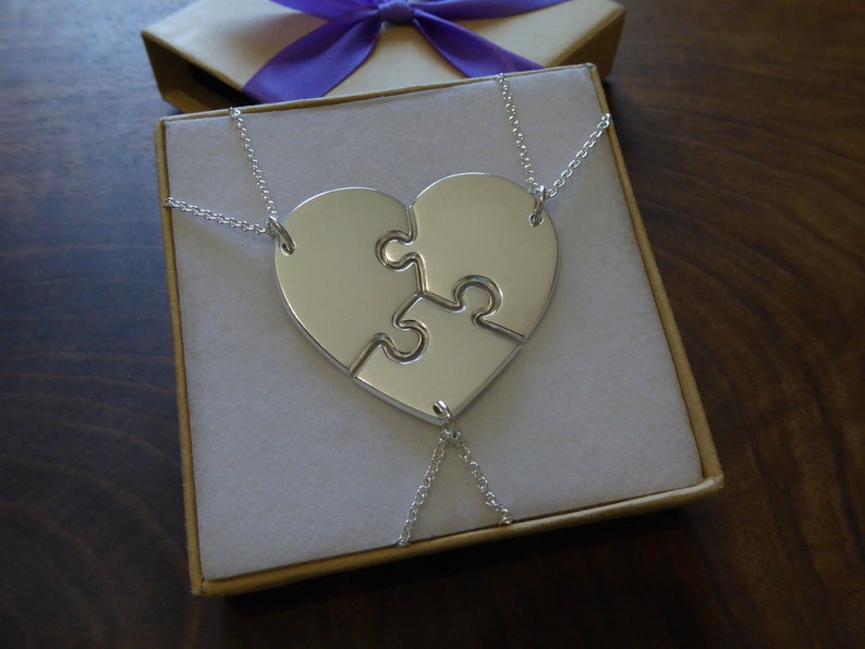 Three Puzzle Heart Necklaces, Argentium Silver image 7