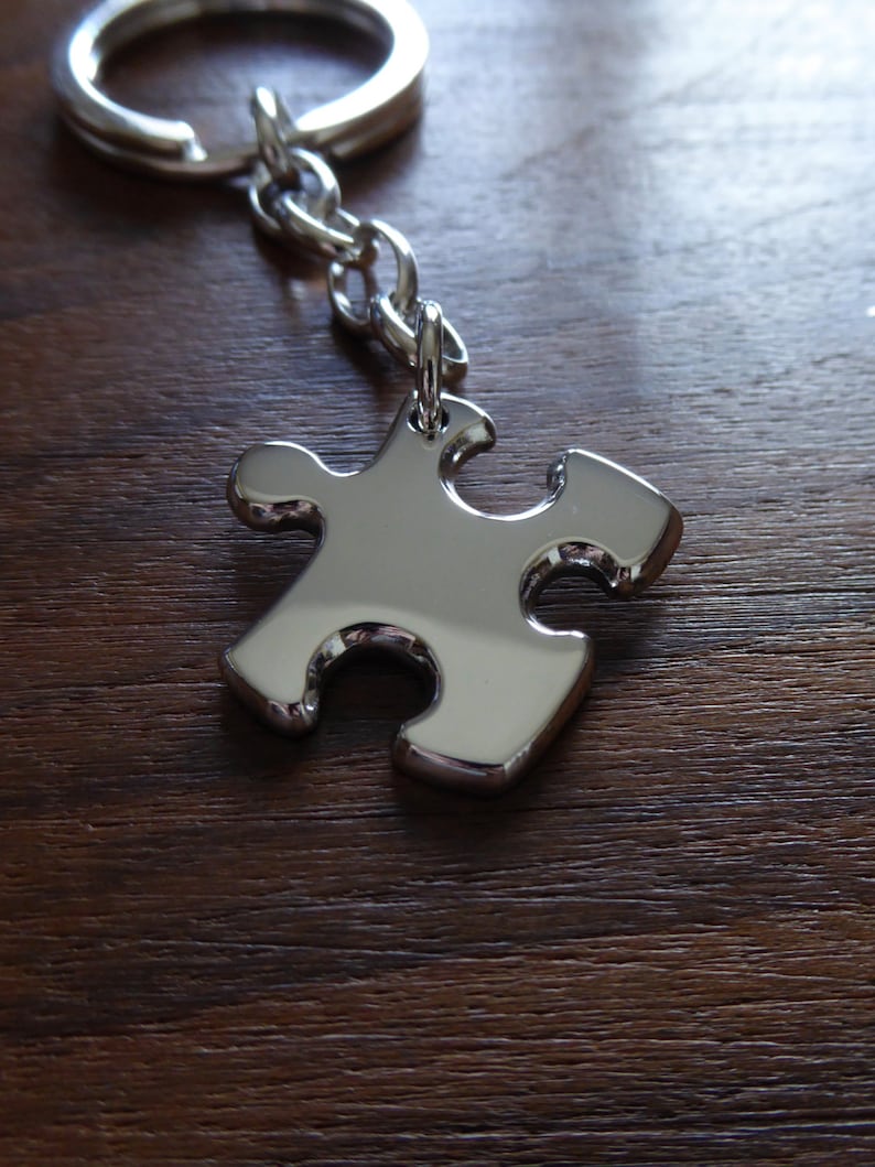 Silver Puzzle Piece Keychain Keyring | Etsy