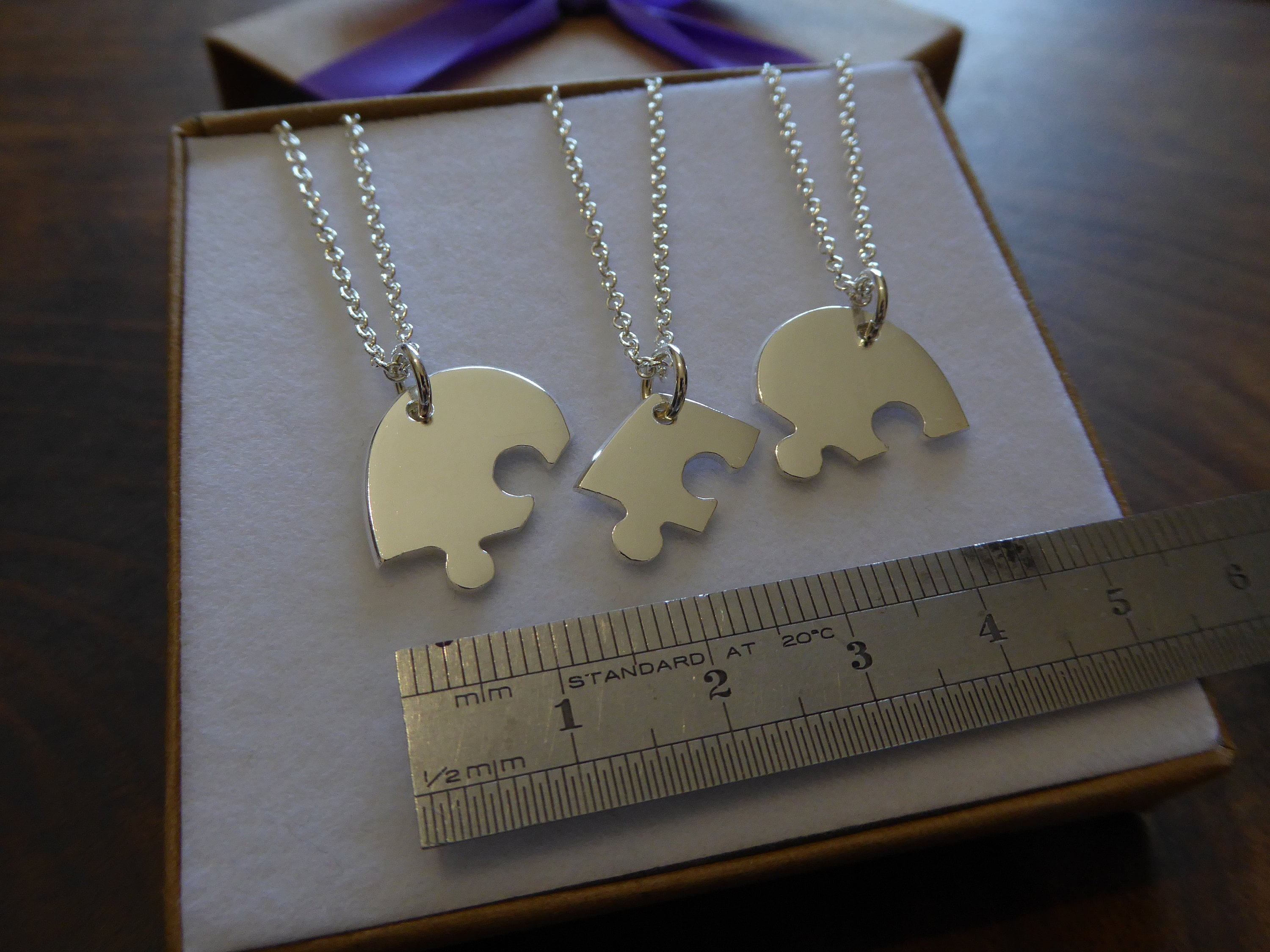 Gold Puzzle Three Way Best Friend Necklace Heart Puzzle Piece