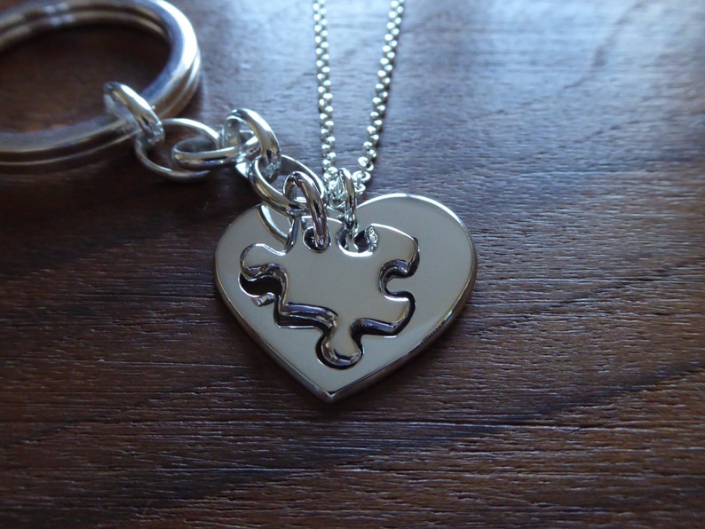 Best Friend Puzzle Keychain and Heart Necklace Pendant. Etsy