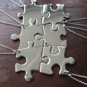 Six Person Necklaces, Six Silver Puzzle Pendants image 4